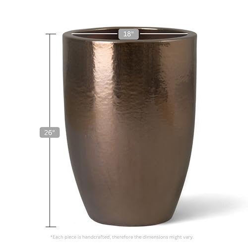 Emissary Gold Stoneware Round Planter 18in L x 26in H