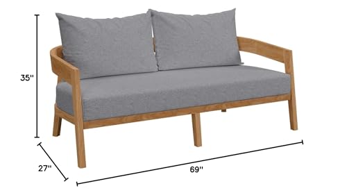 Modway Brisbane Teak Wood Outdoor Patio Loveseat Natural Gray