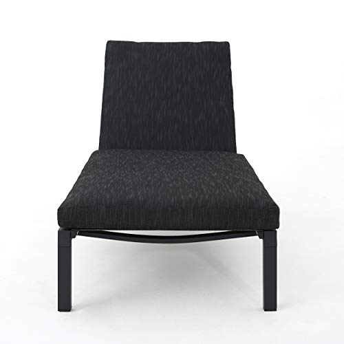 Great Deal Furniture Outdoor Mesh Chaise Lounge Set of 4 Dark Grey + Black