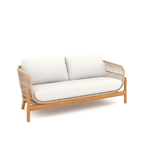 New Classic Furniture Solstice Wood Rope Patio Loveseat Beige