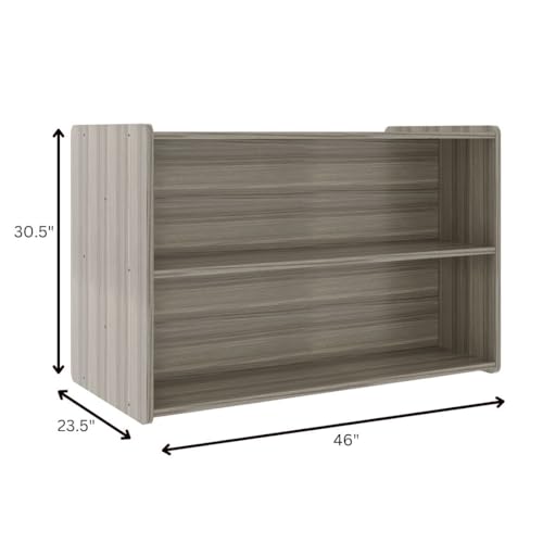 Tot Mate Double-Sided Wooden 2-Shelf Storage Organizer Shadow Elm Gray