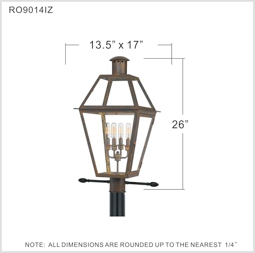 Quoizel Rue De Royal Outdoor Post Lantern 26 Inch 4-Light Industrial Bronze