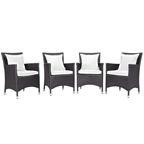 Pemberly Row Patio Dining Chair Set of 4 Espresso and White