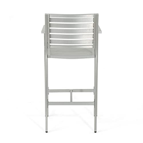 Christopher Knight Home Tammy Coral Outdoor Silver Rust-Proof Aluminum Barstools Set of 4 Silver