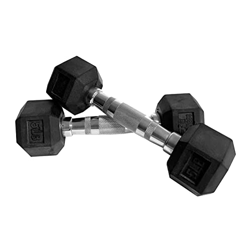 Fitness First Rubber Hex Dumbbell Pairs 85 lbs Black