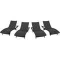 Afuera Living Modern Outdoor Grey Wicker Chaise Lounge Set of 4