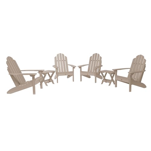 Highwood Classic Westport Adirondack 6pc Set, 4 Chairs & 2 Folding Side Tables Woodland Brown