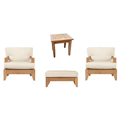 WholesaleTeak Atnas 4 Pc Lounge Chair Set with Cushions in Canvas White