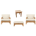 WholesaleTeak Atnas 4 Pc Lounge Chair Set with Cushions in Canvas White