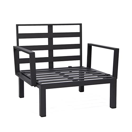 LeisureMod Hamilton Modern 7-Piece Modular Outdoor Sectional Set with Fire Pit Table Light Grey