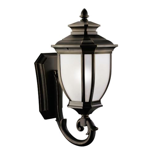 Kichler Salisbury 29" Outdoor Wall Light with White Linen Glass Rubbed Bronze