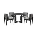 Armen Living Grand Modern 5-Piece Outdoor Patio Dining Set Black