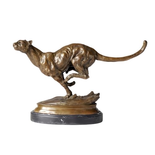 FENGSHUI-CAISHEN Pure Copper Cheetah Statue Brown