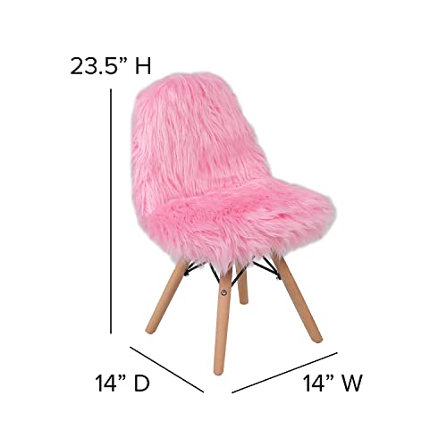 Flash Furniture Zula Kids Shaggy Dog Accent Chair Set, Light Pink