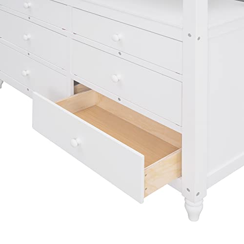 Harper & Bright Designs Full Size Loft Bed with Desk and Storage Drawers White