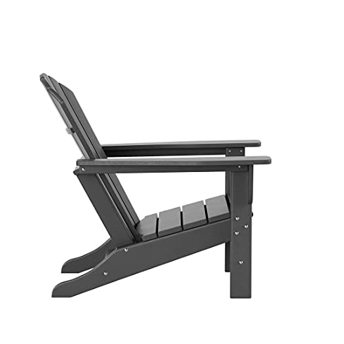 WO WESTIN OUTDOOR 12-Piece Traditional HDPE Adirondack Chair Set with Ottomans and Side Tables Grey