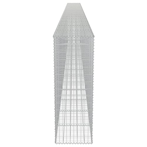 vidaXL Gabion Wall with Covers Galvanized Steel 354"x19.7"x59" Silver