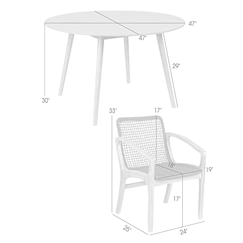 Armen Living Sachi and Brighton 5 Piece Dining Set Dark Eucalyptus and Grey Rope