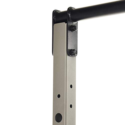 Fitness Reality Squat Rack Power Cage with J-Hooks, Landmine 360° Swivel, Weight Plate Storage Attachment and Power Band Pegs Gray