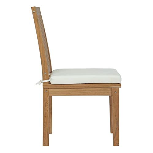 Modway Marina 11-Piece Premium Grade A Teak Wood Outdoor Patio Dining Furniture Set Natural White