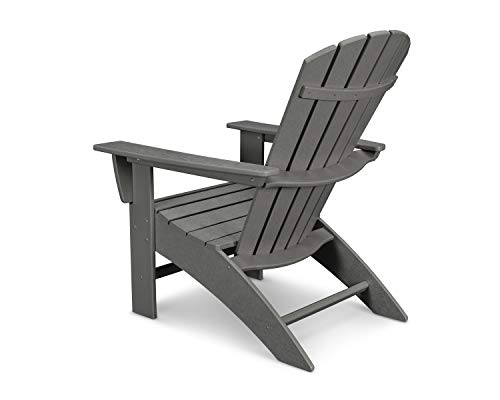 Polywood Nautical 5-Piece Curveback Adirondack Chair Conversation Set with Fire Pit Table Lime/White