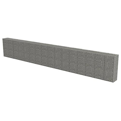 vidaXL Gabion Wall with Covers Galvanized Steel 354"x19.7"x59" Silver