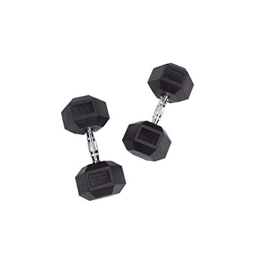 Body-Solid Rubber Hex Dumbbell Set 5-50 lbs Black