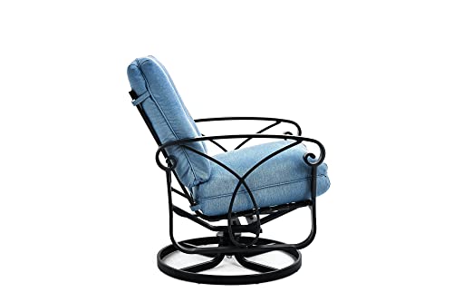 Winston Palazzo Cushion Swivel Rocker Lounge Chair Black Night/Spectrum Denim