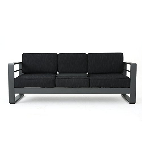 Christopher Knight Home Cape Coral Outdoor 5 Piece Conversation Set with Water Resistant Cushions Dark Gray + Gray