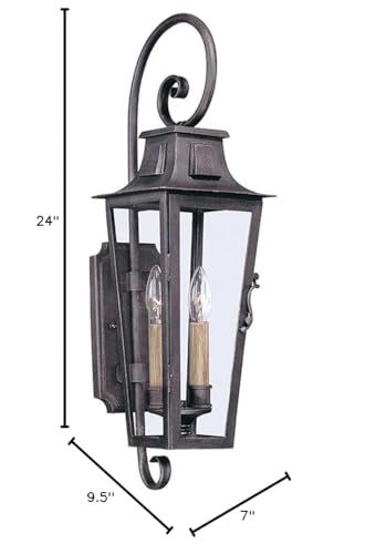 Troy Lighting French Quarter 2-Light Outdoor Wall Lantern Dark Bronze