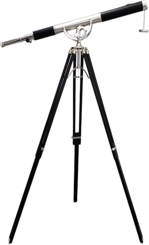 Antiqueex Nautical Vintage Brass Marine Telescope Silver Finish 65''