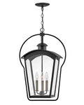 Hinkley Yale Large Hanging Outdoor Lantern - 3-Light, Damp Rated, Clear Glass, Aluminum - Black