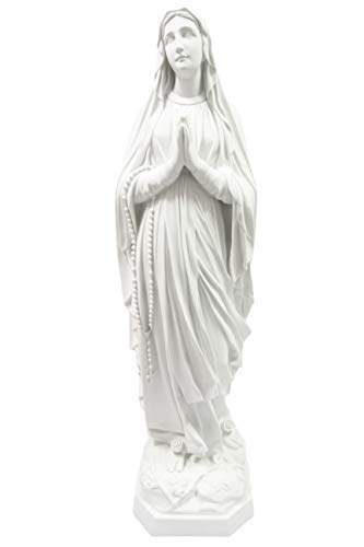Vittoria Collection 48 Inch Our Lady of Lourdes Virgin Mary Statue Sculpture White