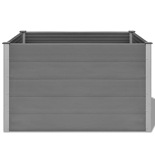 Garden Raised Bed WPC 59.1"x39.4"x35.8" Gray Self-Watering Flower Pot - White, Black, and Other