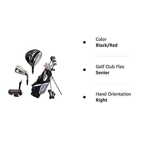 Precise Golf Men's 14-Piece All Graphite Senior Complete Golf Clubs Set Black/Red