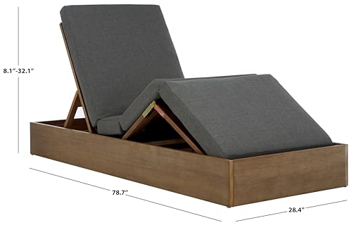 Safavieh Couture Outdoor Vincent Chaise Lounge Chair Natural/Dark Grey