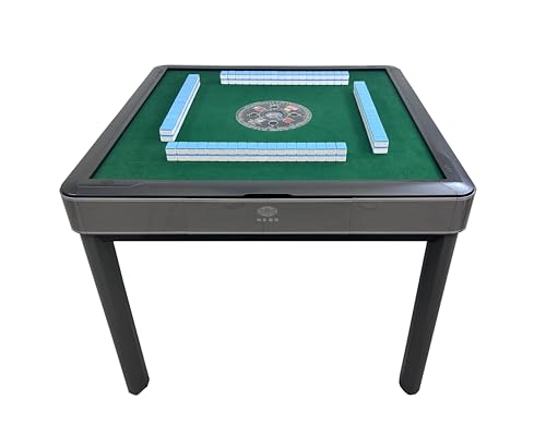 usamjtable Gray Ultra-Thin 4-Legged Automatic Mahjong Table with 40mm Numbered Tiles