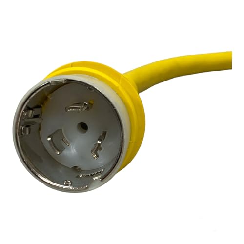 Amp Up Marine & RV Cords 125/250 Volt 50 Amp Shore Power Boat Cord Yellow 100 ft 6 Gauge