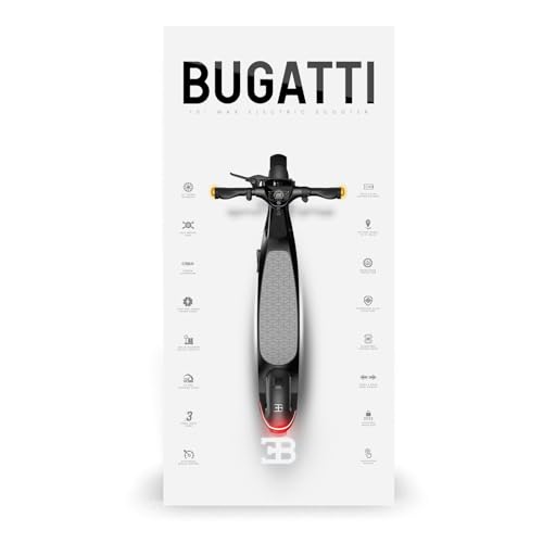 BUGATTI 10" Electric Scooter LED Lights Rear Brakes Black