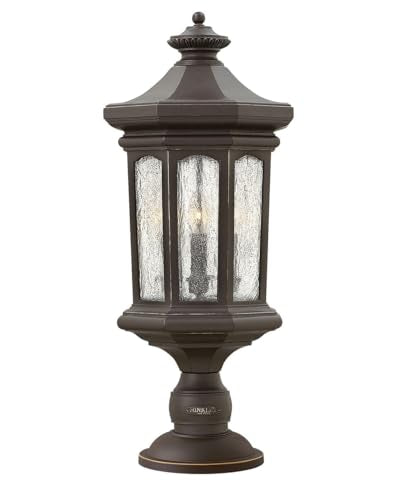 Hinkley Raley Large Post Top Lantern Aluminum Clear Water Glass Shade Oil-Rubbed Bronze