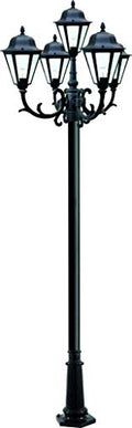 DABMAR LIGHTING Daniella Post Five Light Fixture with Frosted Glass, 5 x LED 9W, 85-265V Black