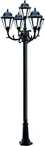 DABMAR LIGHTING Daniella Post Five Light Fixture with Frosted Glass, 5 x LED 9W, 85-265V Black