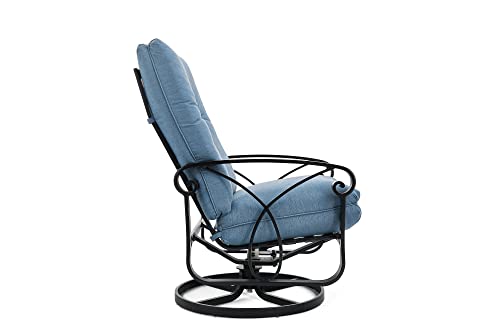 Winston Palazzo Cushion Ultra High Back Swivel Rocker Lounge Chair Black Night/Spectrum Denim