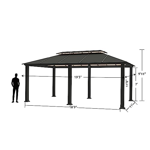 Paragon Outdoor 12’ x 20’ Santa Monica Hard Top Gazebo Black