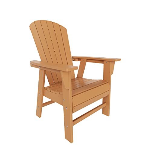 WO WESTIN OUTDOOR 4-Piece Adirondack Dining Chair Set with Table and Bench, Weather Resistant HDPE, Teak