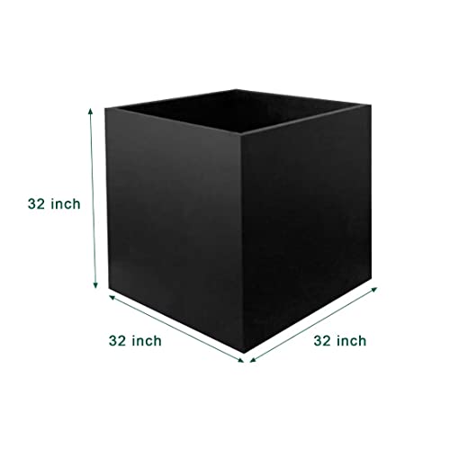 GZGNEEVL Galvanized Steel Planter Box Large Square Black 32-Inch