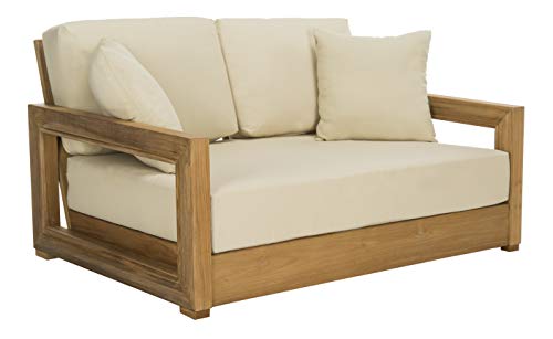 Safavieh Couture Montford Wood Loveseat Natural Teak/Beige