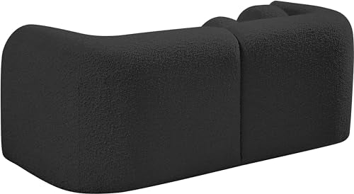 Meridian Furniture Emory Collection Art Deco Boucle Upholstered Loveseat Black