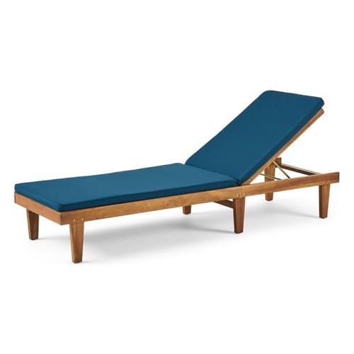 Noble House Nadine Outdoor Wood 3-Pc Chaise Lounge Set Blue