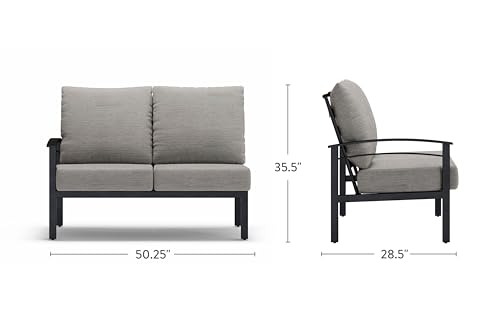 Winston Stanford Cushion Outdoor Loveseat with Right Arm Textured Pewter
